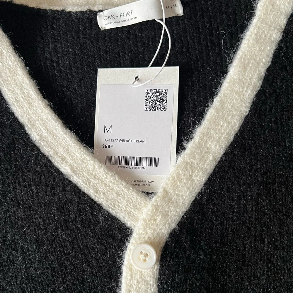 Oak + Fort CONTRAST TRIM BUTTON UP CARDIGAN - Picture 4 of 4